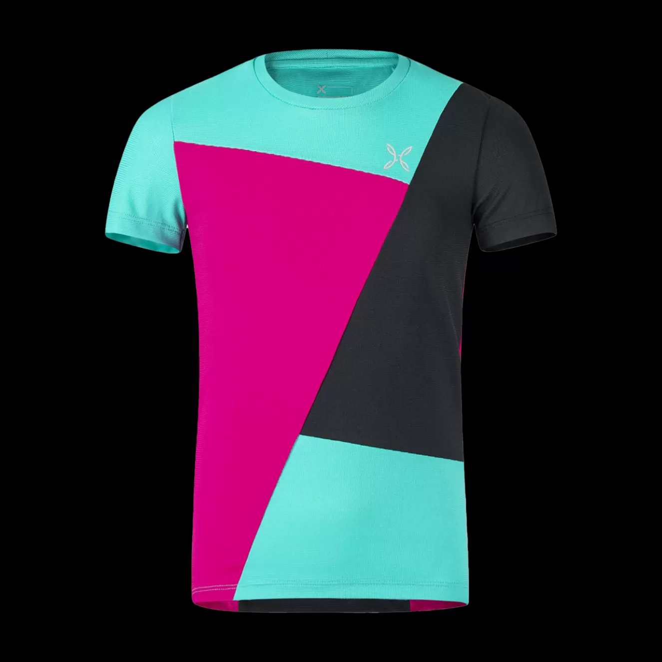 Montura Pile E Magliette<OUTDOOR COLOR BLOCK TSHIRT KID DEEPBLUE/MANDARINO